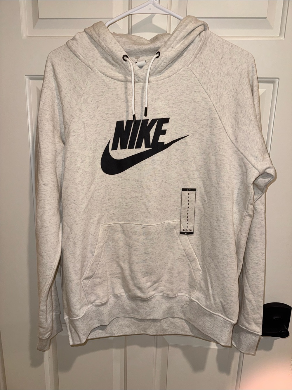 Nike Light Gray Pullover Hoodie with Black Logo